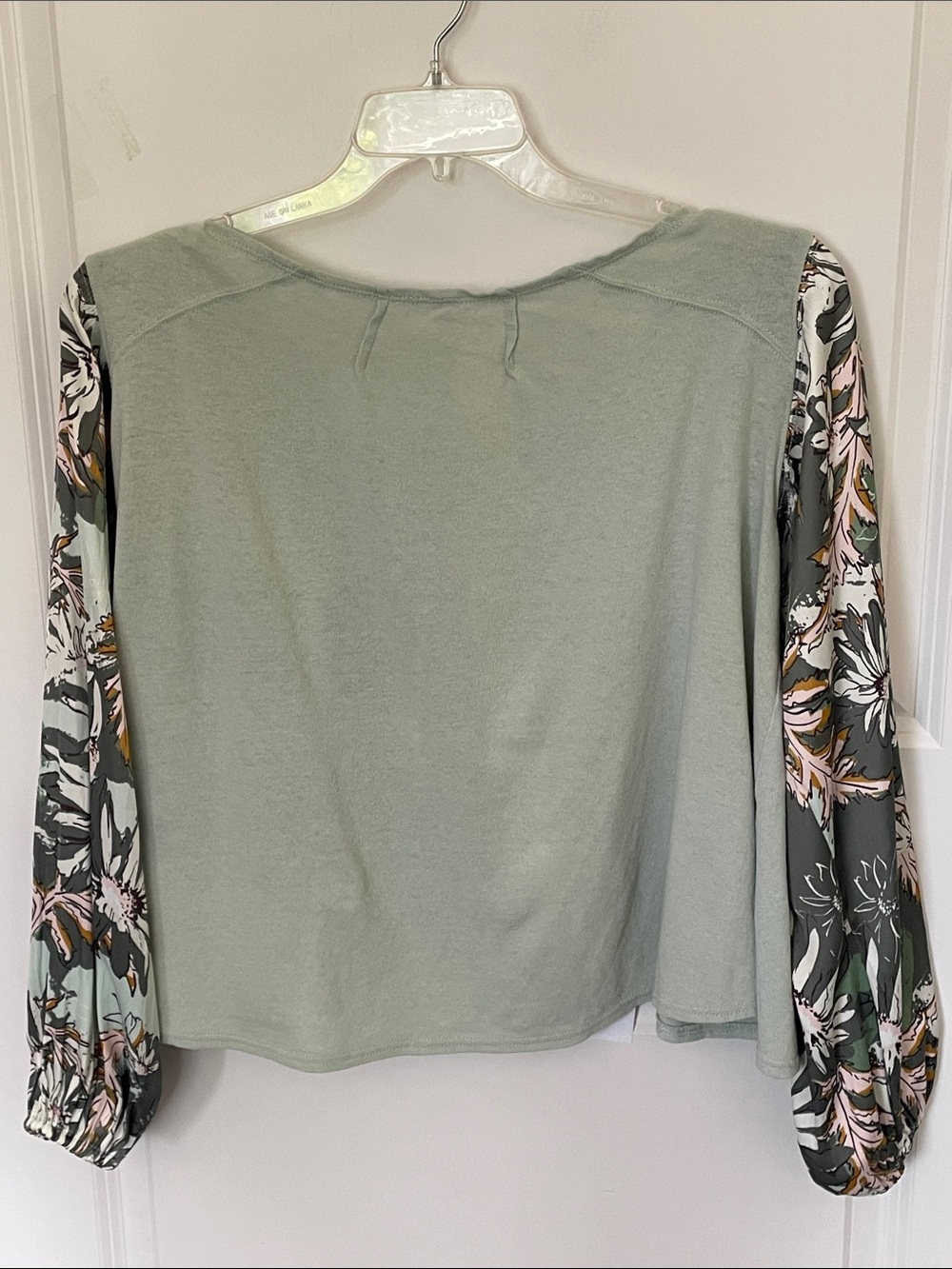 Free People Picking Petals Top Sage Green Combo Large Pintuck Fairy Garden - Picture 4 of 6